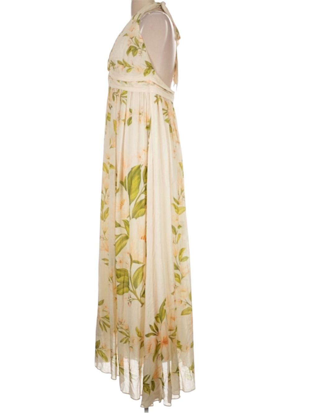 FARM Rio X Anthropologie V-Neckline Floral Chiffon Maxi Dress Size Large - Picture 7 of 9